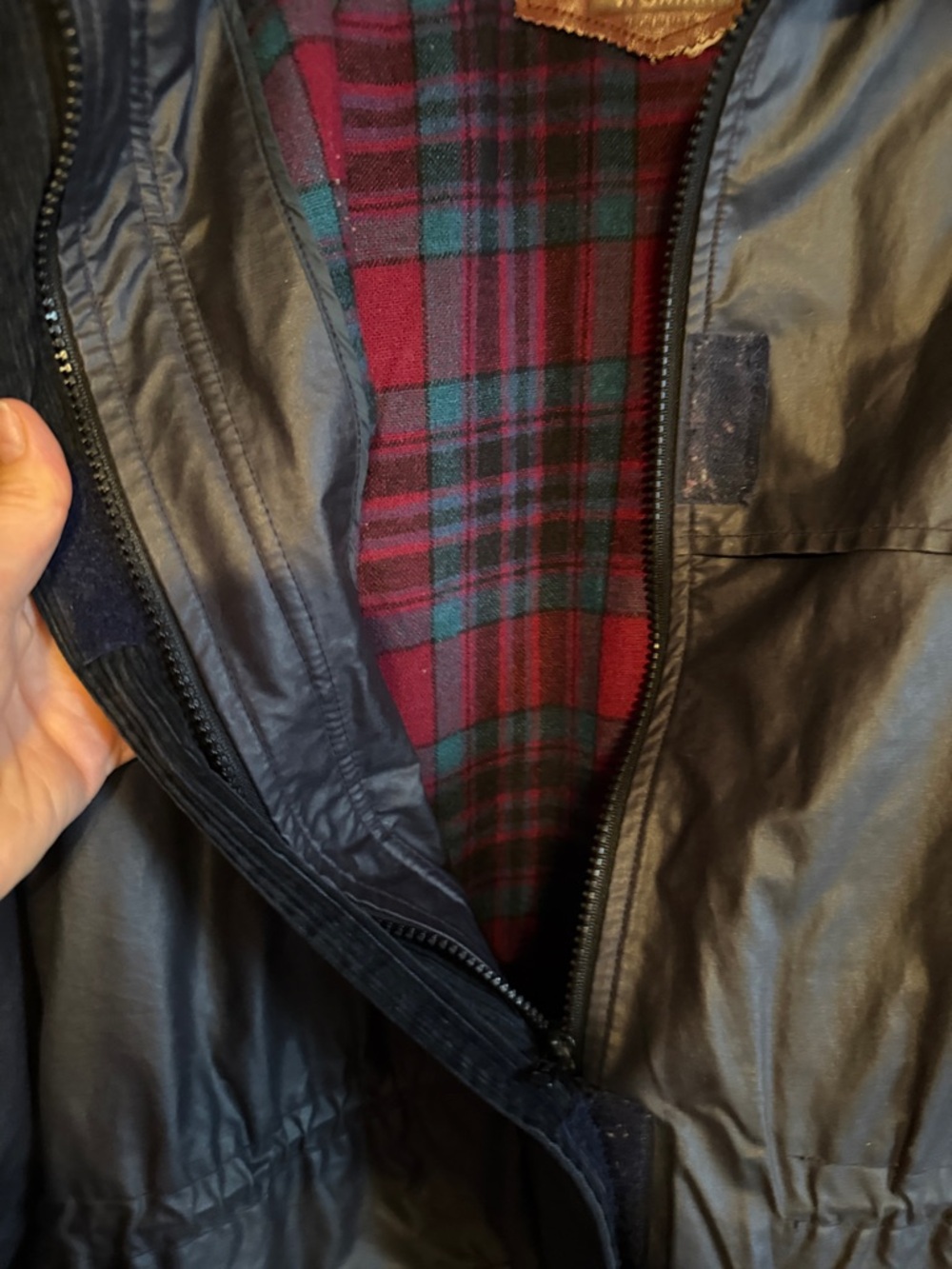 Vintage Woolrich Waxed Cotton Charcoal Hooded Trench Coat - Picture 7 of 13